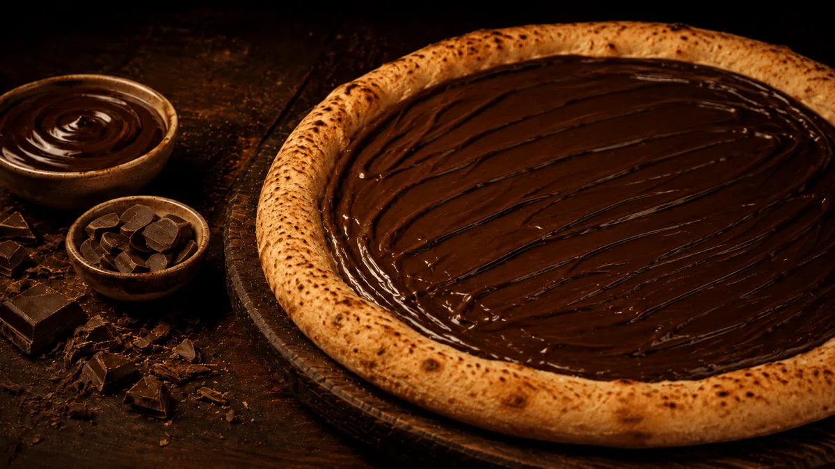 Pizza Chocolate Meio Amargo artesanal — Crosté Pizzaria, Grajaú, Zona Norte do Rio de Janeiro